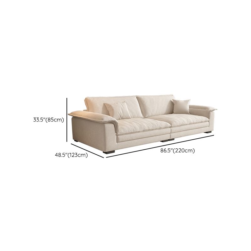 Eigentijdse massief houten kussen bovenarm Stain Resistant Fabric Sofa in beige