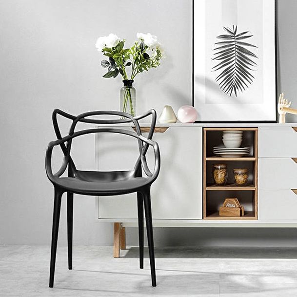 Nordic Plastic Open Back Dining Side Chair 33"H Dining Chair for Restaurant Clearhalo ' kitchen&dining_furn' 'Dining Chairs' 'Dining Tables & Seating' 'dining_chair' 'furn' 'furn_dining_chair' 'Furniture' 'furniture_dining_chair' 'Kitchen & Dining Furniture' 'kitchen' 1200x1200_825e362b-aa38-4617-9d07-f828c01afe21