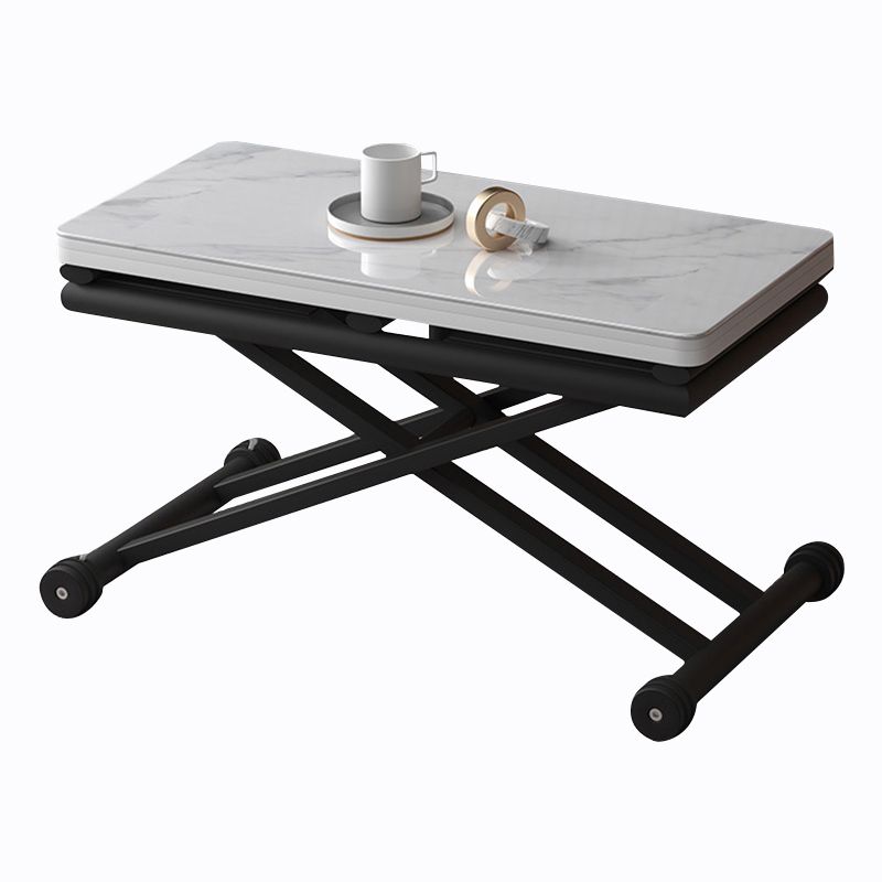 8.6"H Modern Metal Cross Base Glass Rectangular Adjustable Coffee Table Clearhalo 'Coffee & Accent Tables' 'Coffee Tables' 'coffee_tables' 'furn' 'furn_coffee_tables' 'Furniture' 'furniture_coffee_tables' 'Living Room Furniture' 1200x1200_825f28b8-0a80-4ca2-b218-7a9d3cccebd5