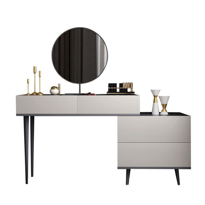 Modern Style White Wood-based Material Countertop Black Base with 4 Drawer Dresser Clearhalo 'Bedroom Furniture' 'furn' 'furn_makeup_vanities' 'Furniture' 'Makeup Vanities' 'makeup_vanities' 1200x1200_82626799-f17e-42ea-9259-1cec7e6e830e