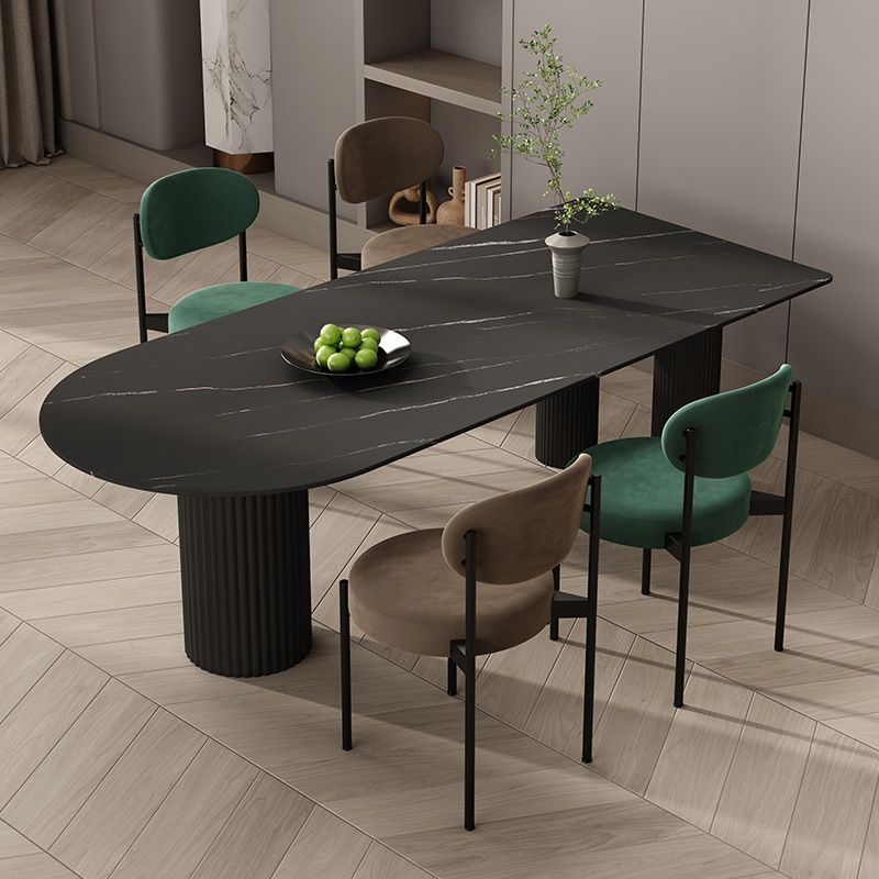 Kitchen Dining Table Modern Stone Dining Table in White and Black Clearhalo 'Dining Tables & Seating' 'Dining Tables' 'dining_table' 'furn' 'furn_dining_table' 'Furniture' 'furniture_dining_table' 'Kitchen & Dining Furniture' 'kitchen' 'kitchen_dining_table' 1200x1200_826313be-c99d-4cdb-9bad-171446a1aa88
