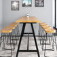 Table de pub à base noire, plateau en bois massif, à hauteur de bar, pour utilisation sur patio