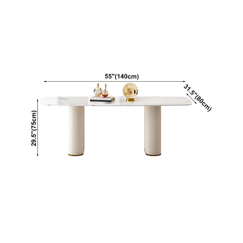 Sintered Stone Top Modern White Table for Restaurant Oval Dining Table Double Pedestal Clearhalo 'Dining Tables & Seating' 'Dining Tables' 'dining_table' 'furn' 'furn_dining_table' 'Furniture' 'furniture_dining_table' 'Kitchen & Dining Furniture' 'kitchen' 'kitchen_dining_table' 1200x1200_8263575e-e415-44db-bbac-919b1e64e7b5