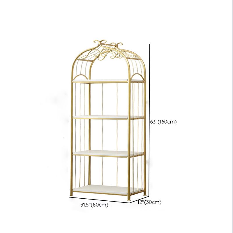 Glam Style Antique Finish Shelf Bookcase Metal Etagere Bookshelf with Shelves