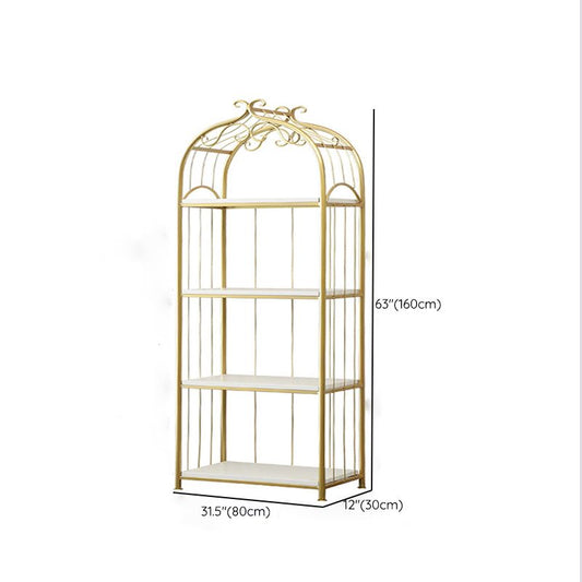 Glam Style Antique Finish Shelf Bookcase Metal Etagere Bookshelf with Shelves