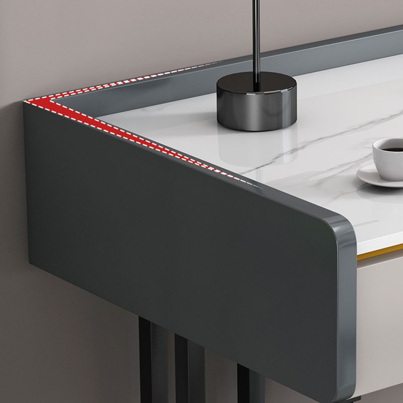 2 cajones escribiendo escritorios de la oficina con forma rectangular en gris/blanco