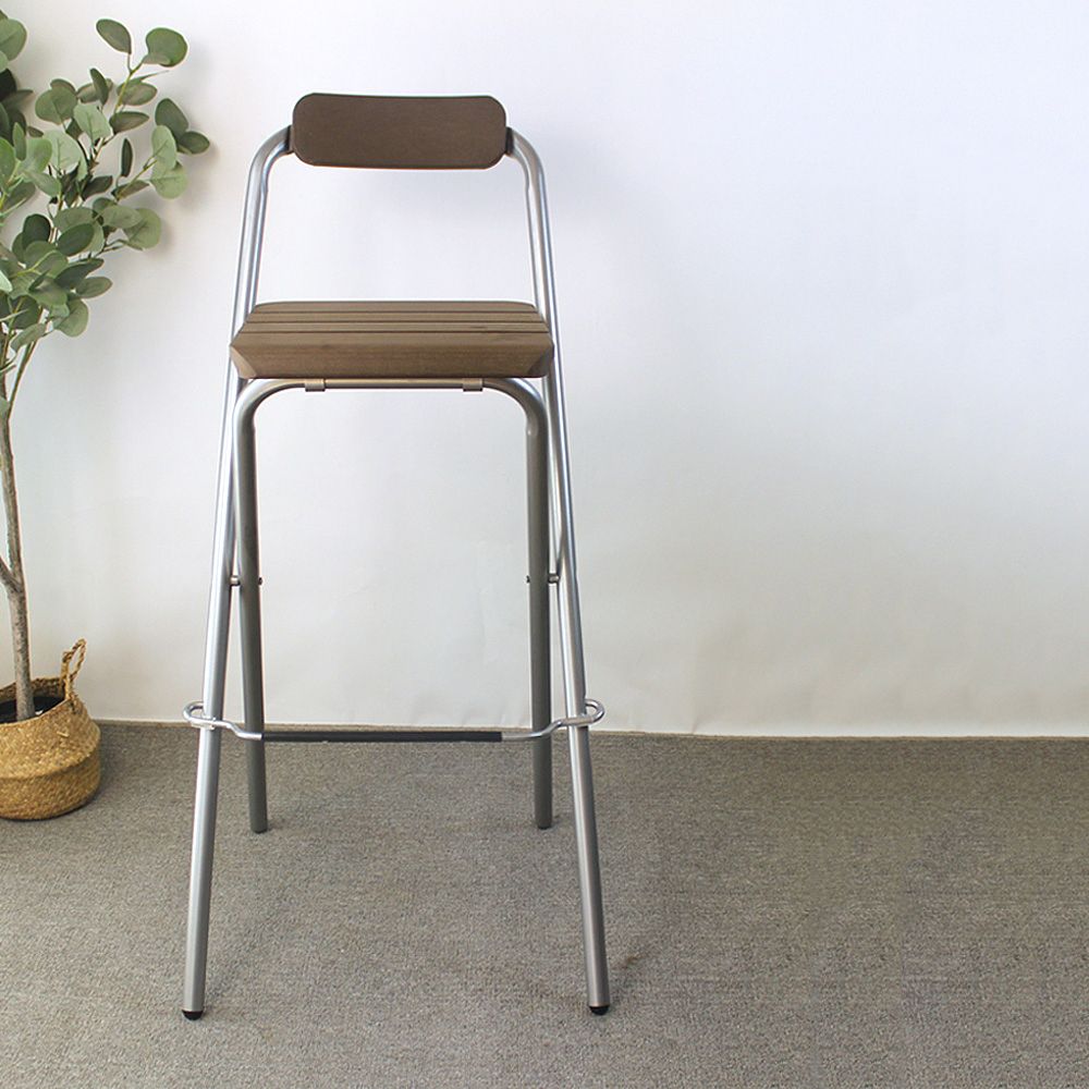 Modern Backrest Folding Counter Stool Steel Living Room Bar Stool with Footrest Clearhalo 'Bar Furniture' 'Bar Stools' 'bar_stools' 'furniture_bar_stools' 'Kitchen & Dining Furniture' 'kitchen&dining_furn' 'kitchen' 'kitchen_furn' Furniture' 1200x1200_82657709-4456-4a5a-a29c-45731e947593