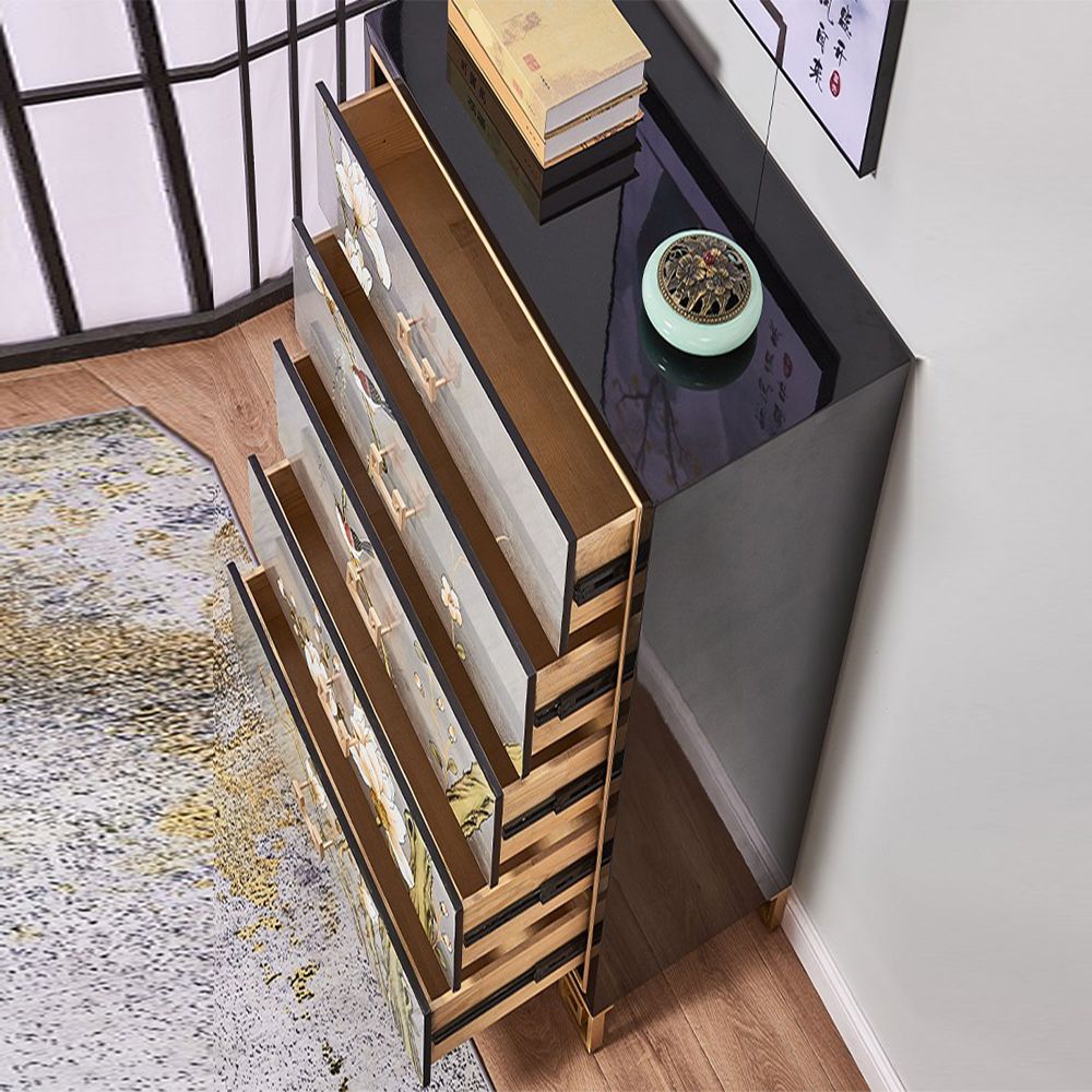 Commode en bois massif de coffre de rangement traditionnel avec 5 tiroirs, largeur de 15,6 pouces