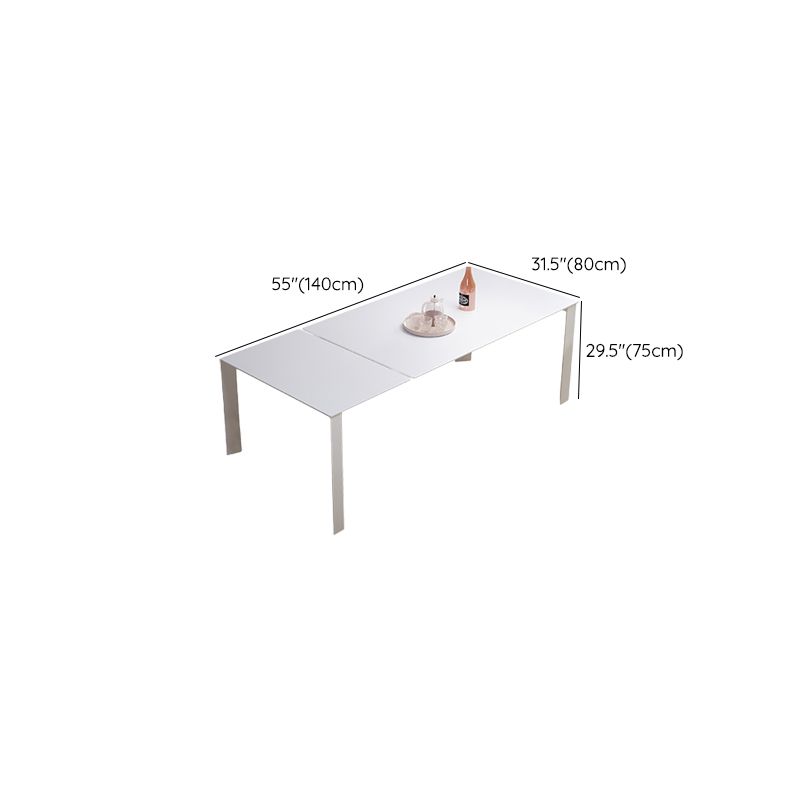 Moderno 1/3/4/7 pezzi sala da pranzo tavolo rettangolo di pietra estensibile mobili in bianco