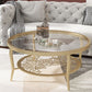 23.6"/17.7"H Modern 4 Legs Steel Base Glass Round Coffee Table with Shelf Clearhalo 'Coffee & Accent Tables' 'Coffee Tables' 'coffee_tables' 'furn' 'furn_coffee_tables' 'Furniture' 'furniture_coffee_tables' 'Living Room Furniture' 1200x1200_82670787-14a7-439b-a4c9-8b5dca26beb0