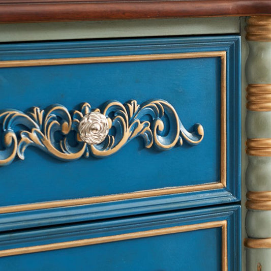 Tradizionale petto di deposito in legno di gomma cassa con 3 cassetti