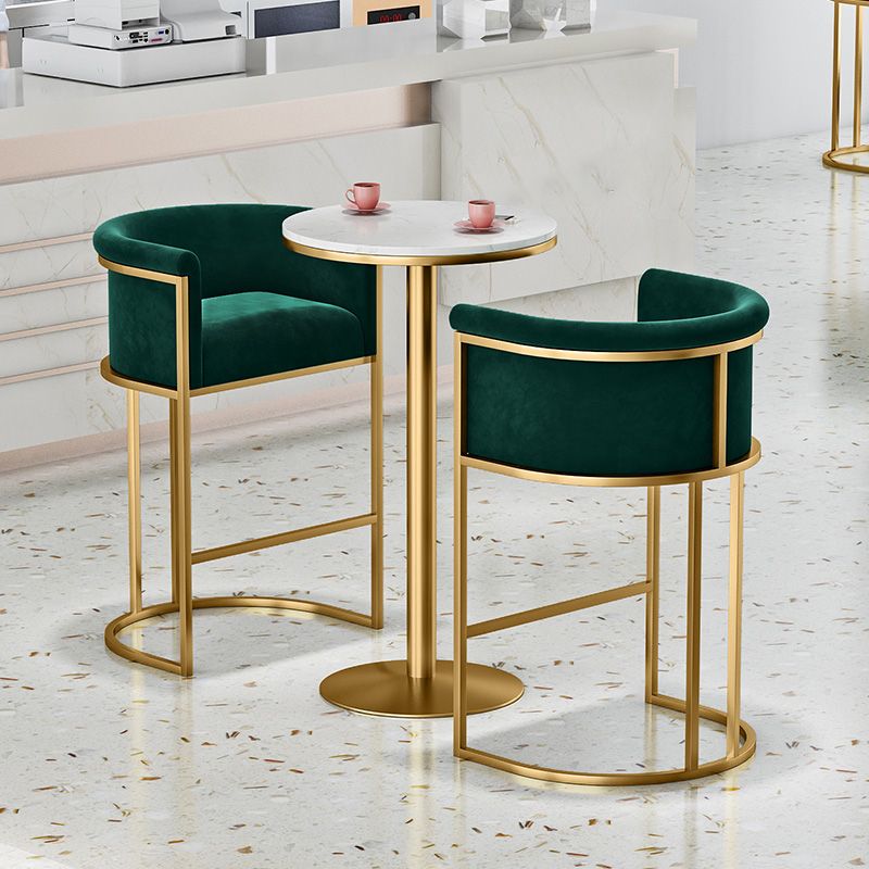 Scandinavian Footrest Upholstered Bar Stool Coffee Shop Low Back Counter Bar Stool