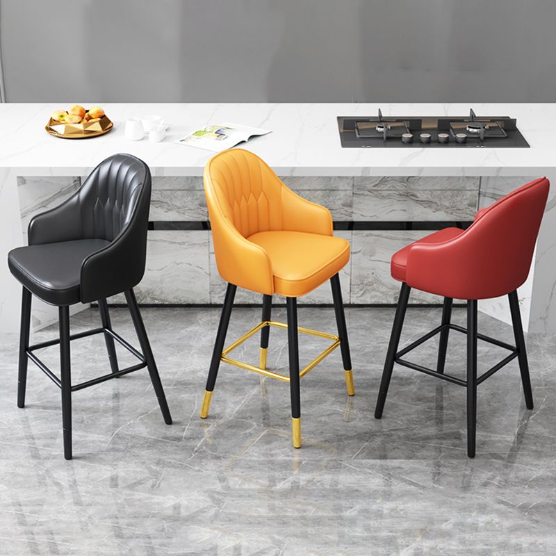 Modern Restaurant Armed Stool Matte Finish Leather Bar Stool Clearhalo 'Bar Furniture' 'Bar Stools' 'bar_stools' 'furn' 'furn_bar_stools' 'Furniture' 'Kitchen & Dining Furniture' 1200x1200_82690035-4d10-4bbb-a260-71d28e087a37