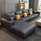 Contemporary Cushions Square Arm Living Room Faux Leather Stationary Sofa
