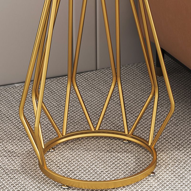 Mid-Century Modern Wooden Round Top End Table Abstract Metal Frame Sofa Side Table Clearhalo 'Coffee & Accent Tables' 'End & Side Tables' 'end_side_table' 'end_side_tables' 'furn' 'furn_end_side_tables' 'Furniture' 'furniture_end_side_table' 'Living Room Furniture' 1200x1200_826bea34-c872-48be-80cb-f293c4311be9