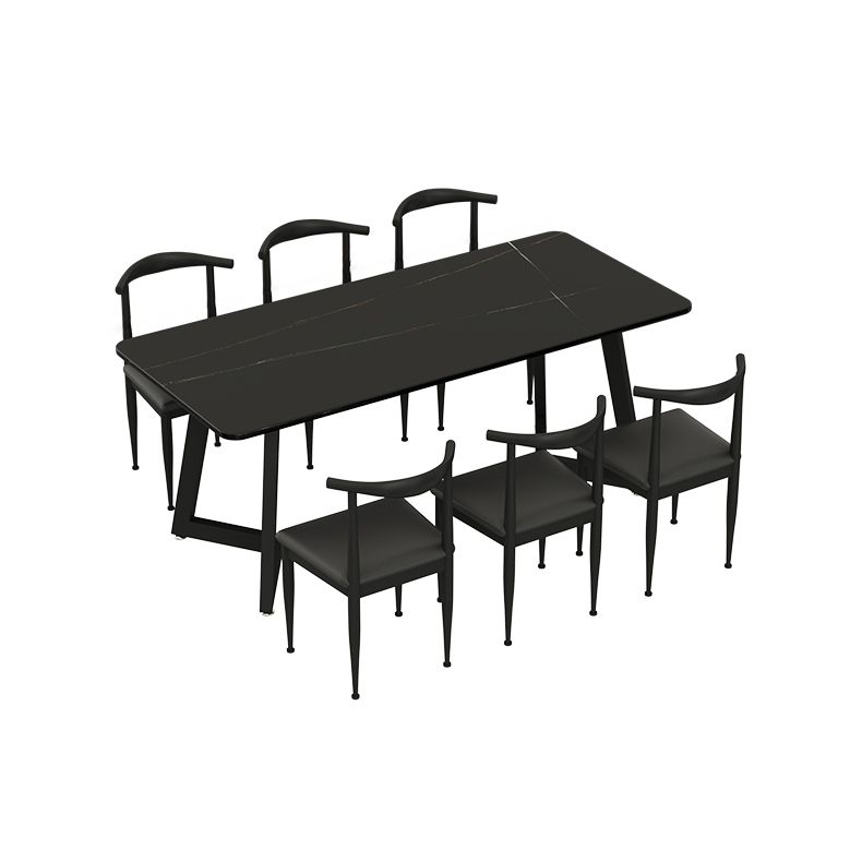 Modern 1/3/7 Pieces Dining Set Rectangle Stone Dining Table for Cafe Clearhalo 'Dining Room Sets' 'Dining Tables & Seating' 'dining_room_set' 'furn' 'furn_dining_room_set' 'Furniture' 'Kitchen & Dining Furniture' 1200x1200_826bfd66-732b-4809-b0c2-711730a0ce57
