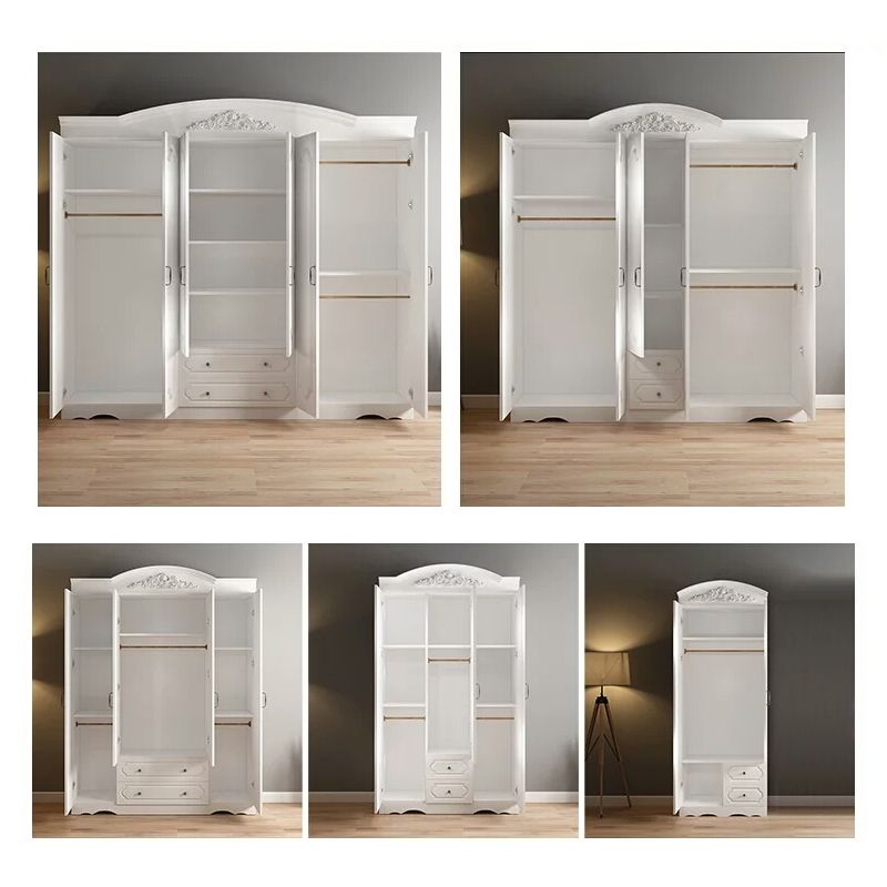 Engineered Wood Cabinet with 2 Drawers French Country White Wardrobe for Home Clearhalo 'Armoires & Wardrobes' 'armoires_wardrobes' 'Bedroom Furniture' 'furn' 'furn_armoires_wardrobes' 'Furniture' 1200x1200_826c8795-1105-4865-b9a2-1252a0475a1e