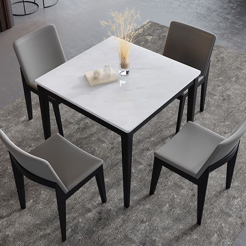 Square White Top Dining Table Industrial 4 Legs Dining Table with Black Frame Clearhalo 'Dining Tables & Seating' 'Dining Tables' 'dining_table' 'furn' 'furn_dining_table' 'Furniture' 'Kitchen & Dining Furniture' 1200x1200_826f0eae-2d2c-4243-8553-6766843f2237