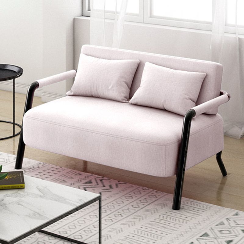 Divano contemporaneo con 2 cuscini di divano nero a braccio quadrato standard