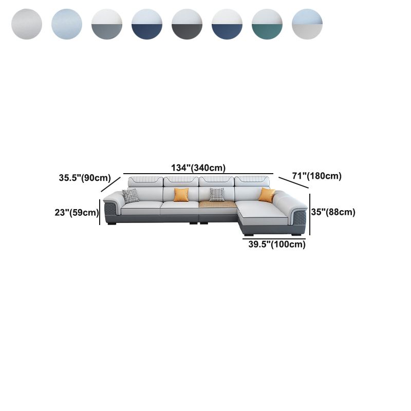 Pillow Top Arm Sewn Pillow Back Nordic Faux Leather Sofa with Chaise - 70.87" D