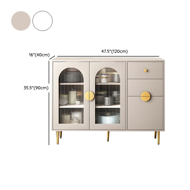 Armario de puertas de vidrio de buffet de aparador moderno con luces LED