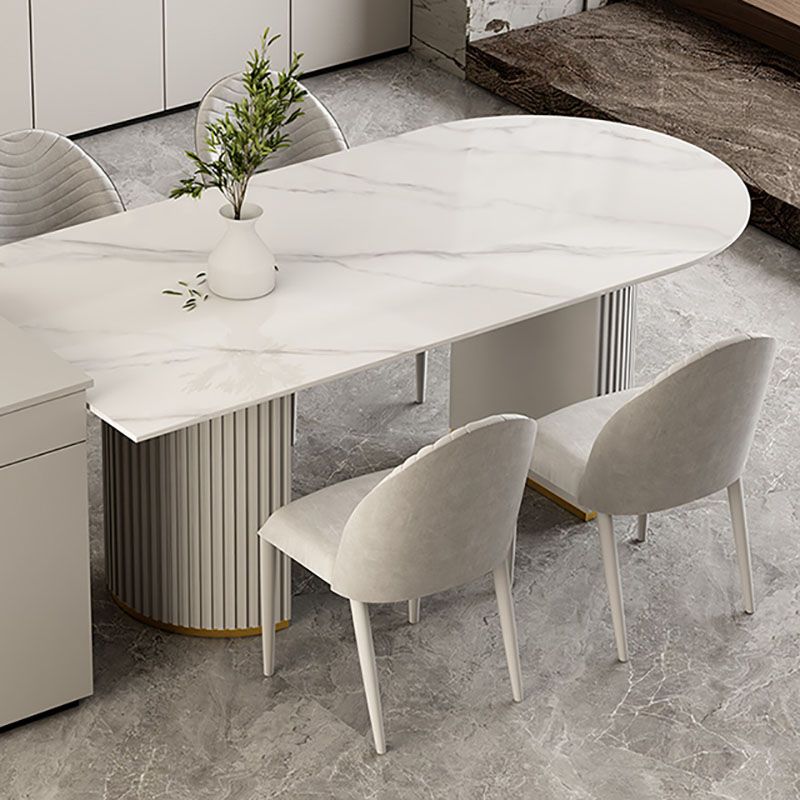Irregular Shape Dining Table for Restaurant Sintered Stone Table with Double Pedestal Clearhalo 'Dining Tables & Seating' 'Dining Tables' 'dining_table' 'furn' 'furn_dining_table' 'Furniture' 'furniture_dining_table' 'Kitchen & Dining Furniture' 'kitchen' 'kitchen_dining_table' 1200x1200_82726358-183f-4166-ab3a-7d17b707990d