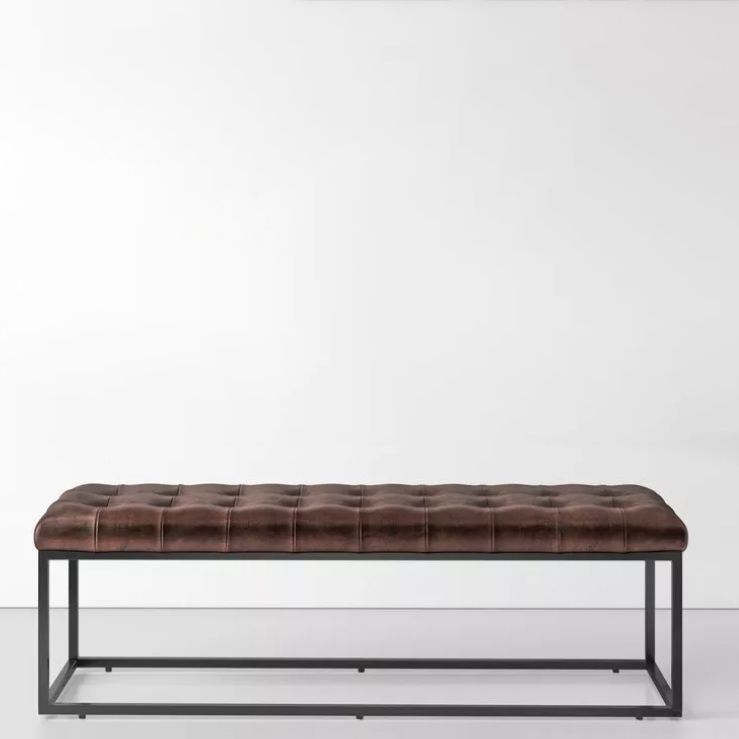 Industrial Solid Color Bench Faux Leather Foam Bench for Livingroom Clearhalo 'Benches' 'Chairs & Seating' 'furn' 'furn_benches' 'Furniture' 'Living Room Furniture' 1200x1200_82743279-0b8b-4255-a257-16823e3d98ec