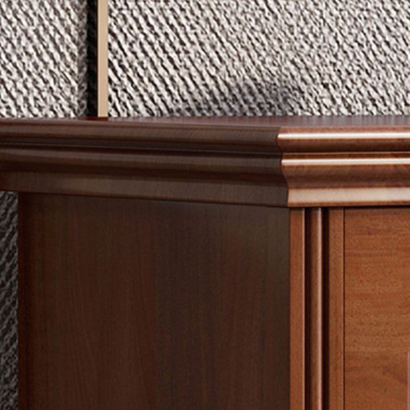 Cassetta portaoggetti moderna in legno di gomma per camera da letto, marrone con cassetti