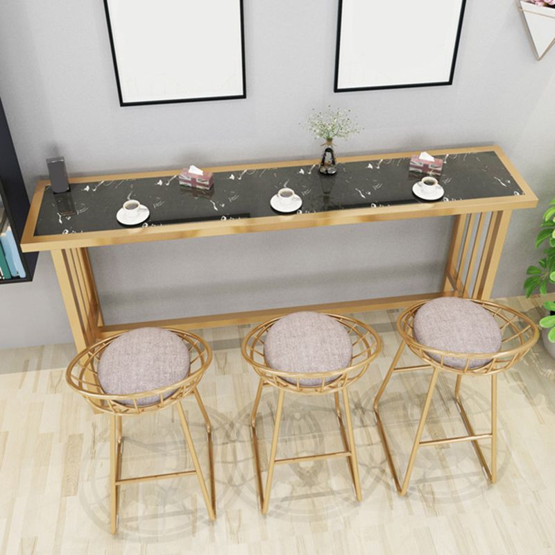 Modern Bar Height Table Faux Marble Top Bistro Table with Gold Base Clearhalo 'Bar Furniture' 'Bar Tables' 'bar_tables' 'furn' 'furn_bar_tables' 'Furniture' 'Kitchen & Dining Furniture' 1200x1200_8276b1f6-3aca-452f-8916-01249b41eb99