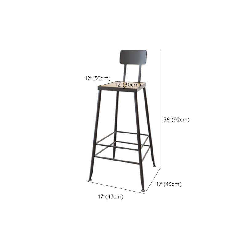 Contemporary Bar Stools Low Back Dining Stools with Black Metal Base