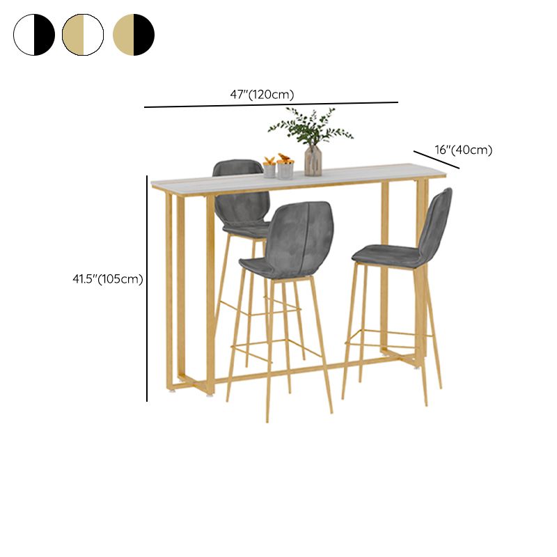 Barkruktafel met stenen blad Glam-stijl pubtafel met metalen poot