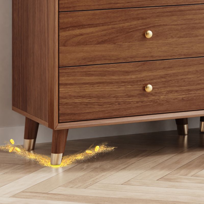 Glam Chest Chambre à coucher Commode de rangement en bois massif marron avec tiroirs