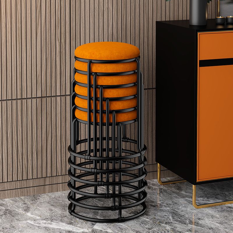 Modern Ottoman Velvet Upholstered Tear Resistant Round Ottoman with Chair Legs Clearhalo 'furn' 'furn_ottomans_poufs' 'Furniture' 'Living Room Furniture' 'Ottomans & Poufs' 'ottomans_poufs' 1200x1200_8278bed6-d9c9-4499-9ab8-b9700a3f7264