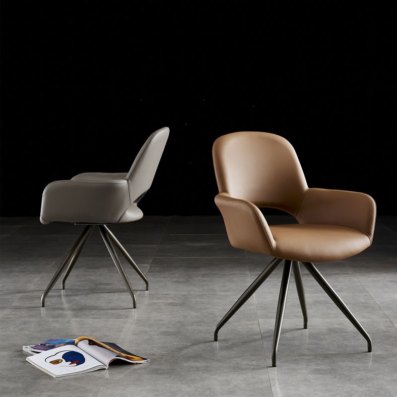 Minimalist Style Leather Dining Chairs Open Back Upholstered Dining Side Chair Clearhalo ' kitchen&dining_furn' 'Dining Chairs' 'Dining Tables & Seating' 'dining_chair' 'furn' 'furn_dining_chair' 'Furniture' 'furniture_dining_chair' 'Kitchen & Dining Furniture' 'kitchen' 1200x1200_8278e840-0e9f-42e5-b978-f2ba4fb15722