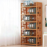 Modern Style Bamboo Bookcase Geometric Bookshelf for Any Room