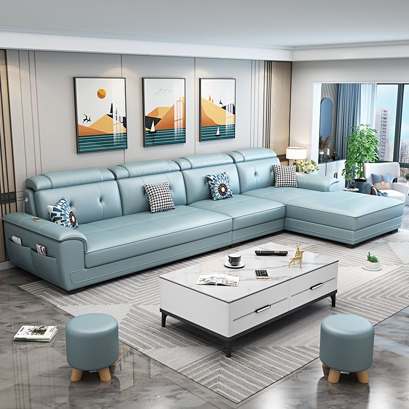 133.07" L x 70.86" W x 35.43" H Stain-Resistant Faux Leather Pillow Top Arm Sectionals Clearhalo 'furn' 'furn_sectionals' 'Furniture' 'furniture_sectionals' 'kitchen' 'kitchen_sectionals' 'Living Room Furniture' 'Sectionals' 1200x1200_827946bf-e8a1-47d3-9665-c6958a5eeed4