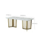Rectangle Double Pedestal Table Modern Dining Table with Metal Base