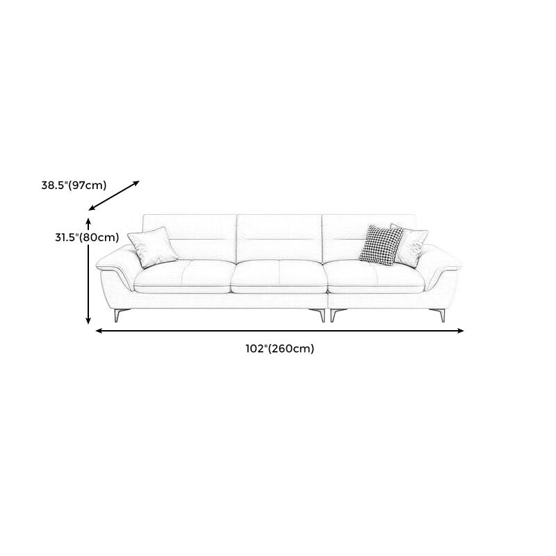 Contemporary Cotton/Faux Leather Sofa Square Arm Couch with Cushion Back Clearhalo 'furn' 'furn_sofas' 'Furniture' 'furniture_sofas' 'Living Room Furniture' 'Sofa' 'sofas' '„Éõ„Éº„É†' 1200x1200_827a6b66-07c0-4c35-8c54-d03756e69199