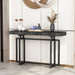 Rectangle Marble Top Console Table with Iron Trestle Base for Hall Clearhalo 'Console Tables' 'console_tables' 'Entry & Mudroom Furniture' 'furn' 'furn_console_tables' 'Furniture' 1200x1200_827b1597-70cd-4771-95f5-694ac93889a6