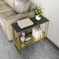 Rectangular Slate Top End Table Modern Shelf Included Side Table - 25.6" W