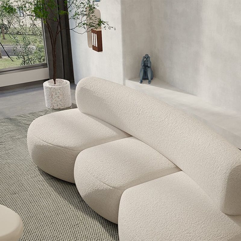 Wool Armless Curved Sofa Contemporary White Sofa with Tight Back