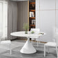 Round Sintered Stone Dining Table Modern Turntable Furniture with Pedestal Base