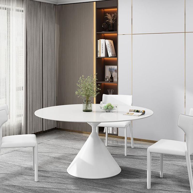 Round Sintered Stone Dining Table Modern Turntable Furniture with Pedestal Base