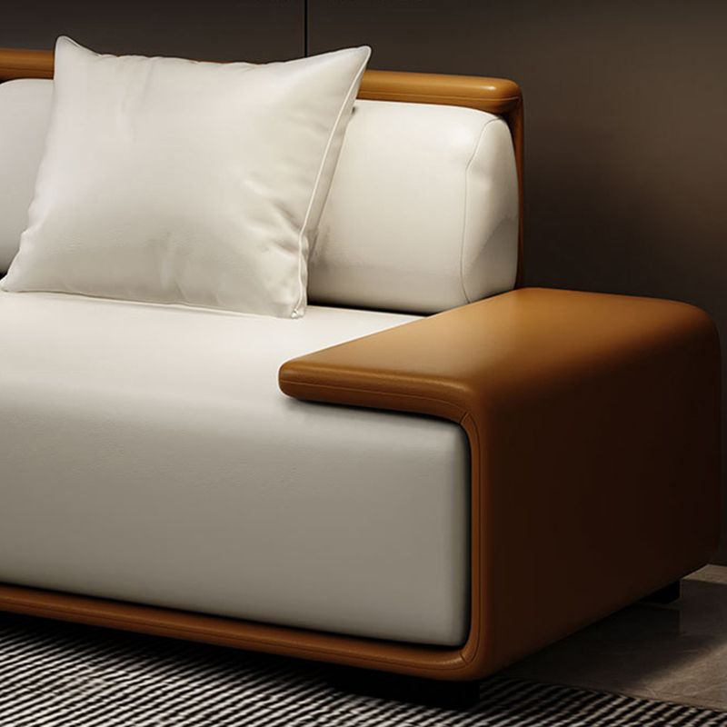 Assembled Genuine Leather Living Room Recessed Arm Modular Sofa & Chaise Clearhalo 'furn' 'furn_sectionals' 'Furniture' 'furniture_sectionals' 'kitchen' 'kitchen_sectionals' 'Living Room Furniture' 'Sectionals' 1200x1200_827fa70f-56e9-4d58-b3b0-2cb2b3d69e41