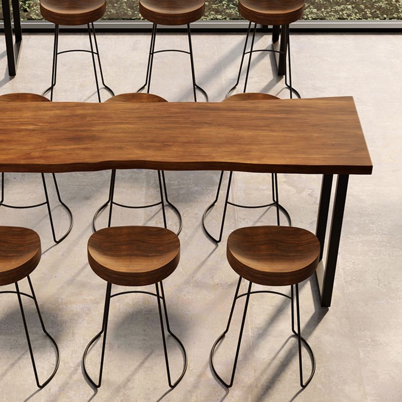 Juego de mesa de bar rectangular de madera maciza, mesa de mostrador de 1/4/7 piezas con taburetes altos