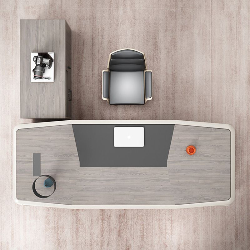 Scrivania da ufficio scuro taupe glam di scrittura rettangolare con cassetti