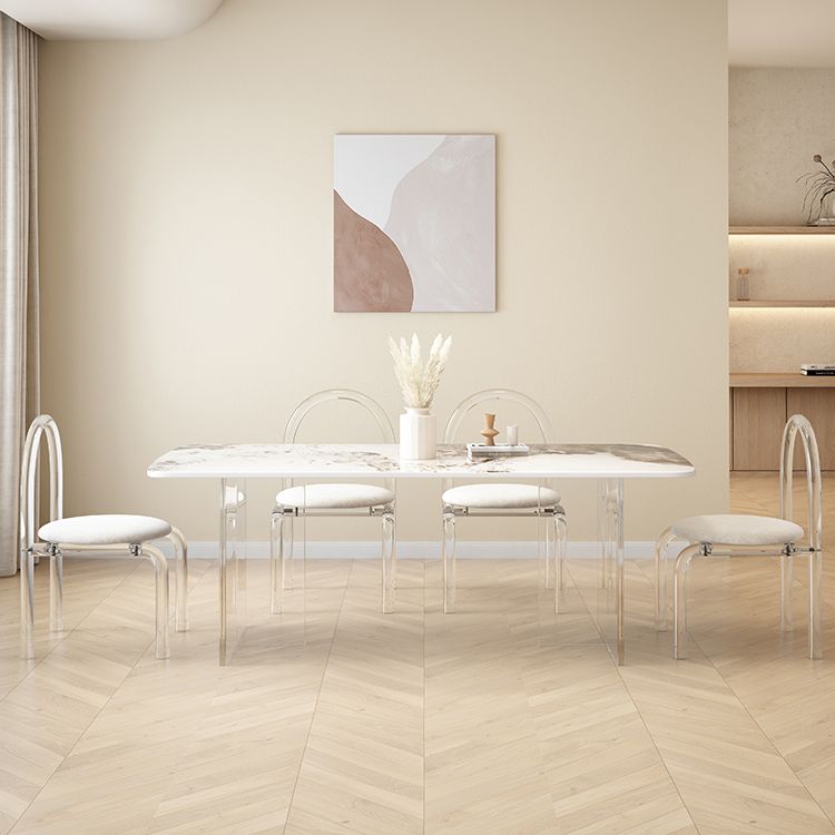 Modern Acrylic Dining Table Set 1/4/5/7 Pieces Rectangle Sintered Stone Top Dinette Set Clearhalo 'Dining Room Sets' 'Dining Tables & Seating' 'dining_room_set' 'furn' 'furn_dining_room_set' 'Furniture' 'furniture_dining_room_set' 'Kitchen & Dining Furniture' 1200x1200_8287388e-050e-4e16-b31a-2cab3db88913