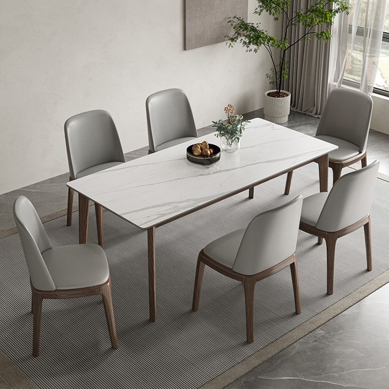 Modern 1/4/5/7 Pieces Dining Table Set Stone Rectangle Furniture in White Clearhalo 'Dining Room Sets' 'Dining Tables & Seating' 'dining_room_set' 'furn' 'furn_dining_room_set' 'Furniture' 'Kitchen & Dining Furniture' 1200x1200_82883d2b-9781-4b3c-8618-b72830cedfea