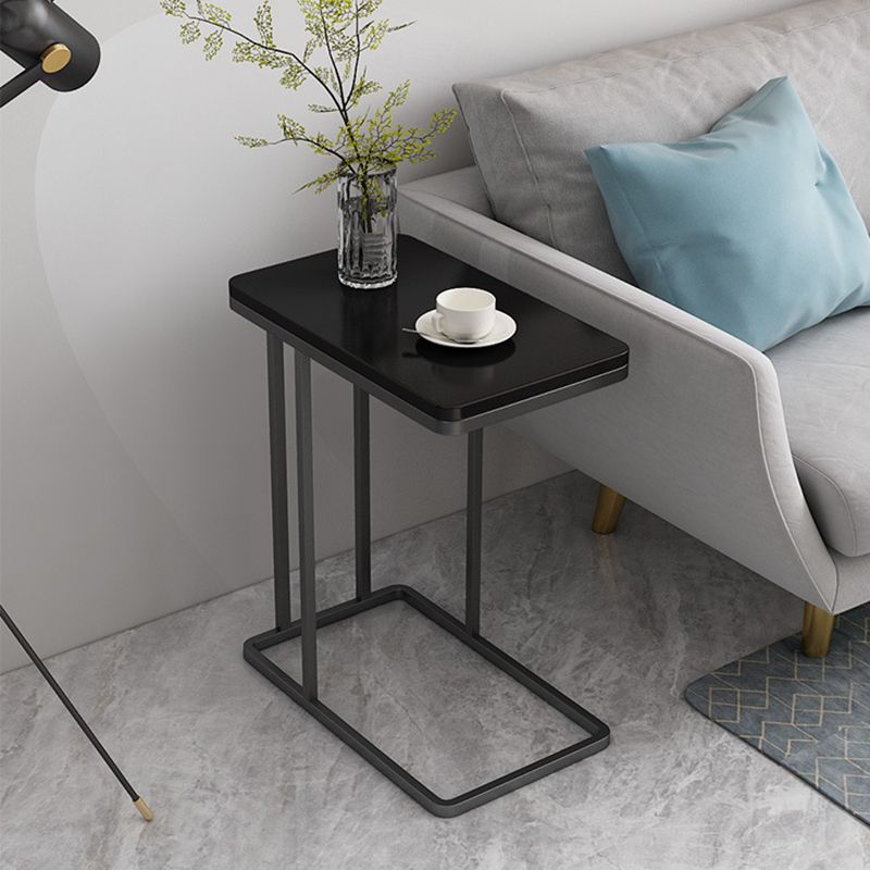 Mesa lateral C de mediados de siglo C pizarra/mesa de extremo rectangular de metal superior