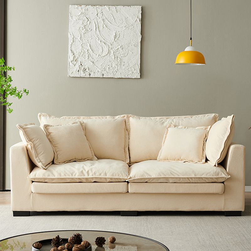 Modern Linen Tuxedo Arm Standard Sofa with Bolster Pillows for Living Room, Apartment Clearhalo 'furn' 'furn_sofas' 'Furniture' 'furniture_sofas' 'kitchen' 'kitchen_sofas' 'Living Room Furniture' 'Sofa' 'sofas' 1200x1200_828b861f-f862-4181-b0e3-807fd0ad4e52